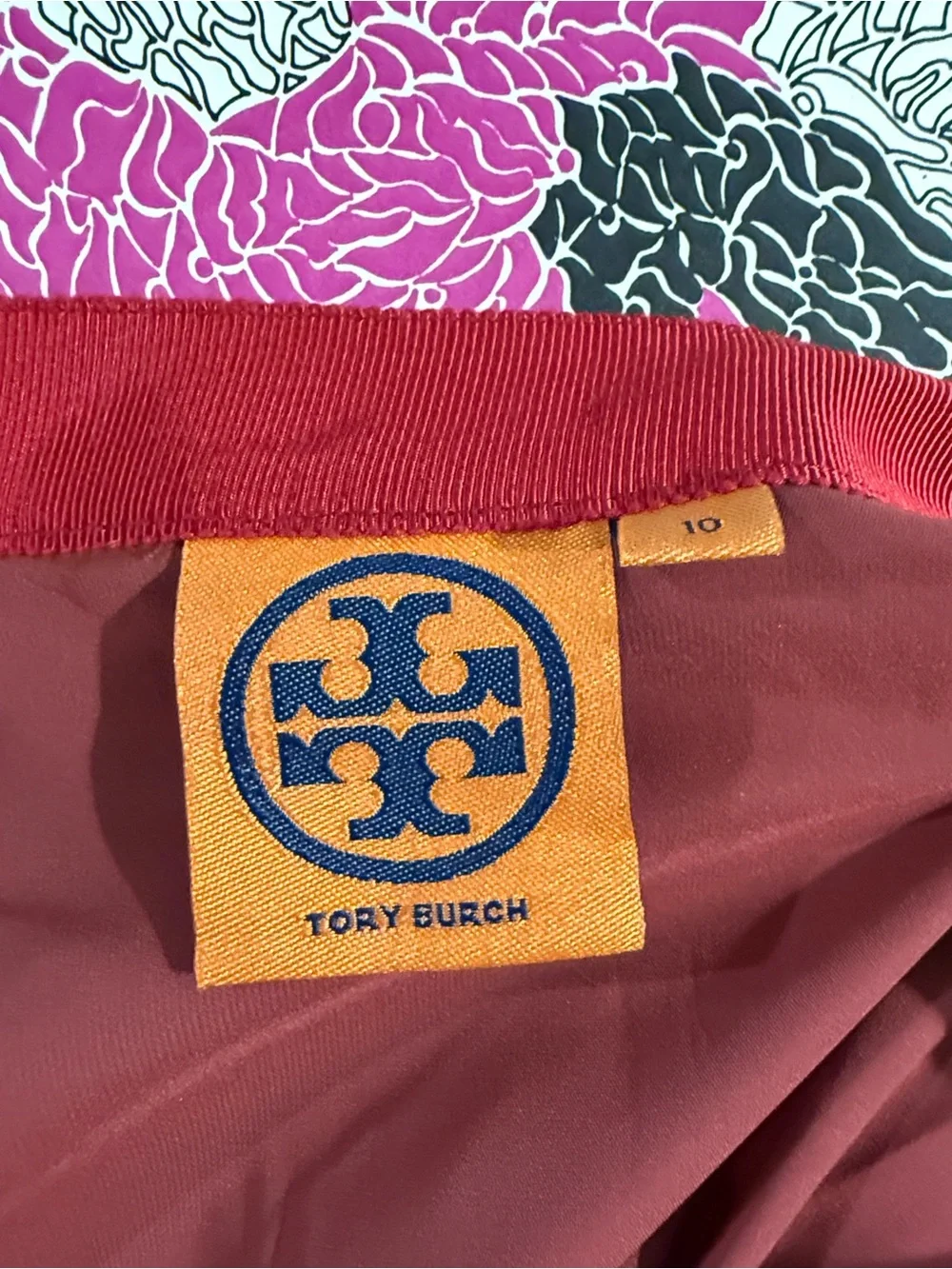 Tory Burch Red and Cream Striped Ruffle High-Low Skirt 100% silk
